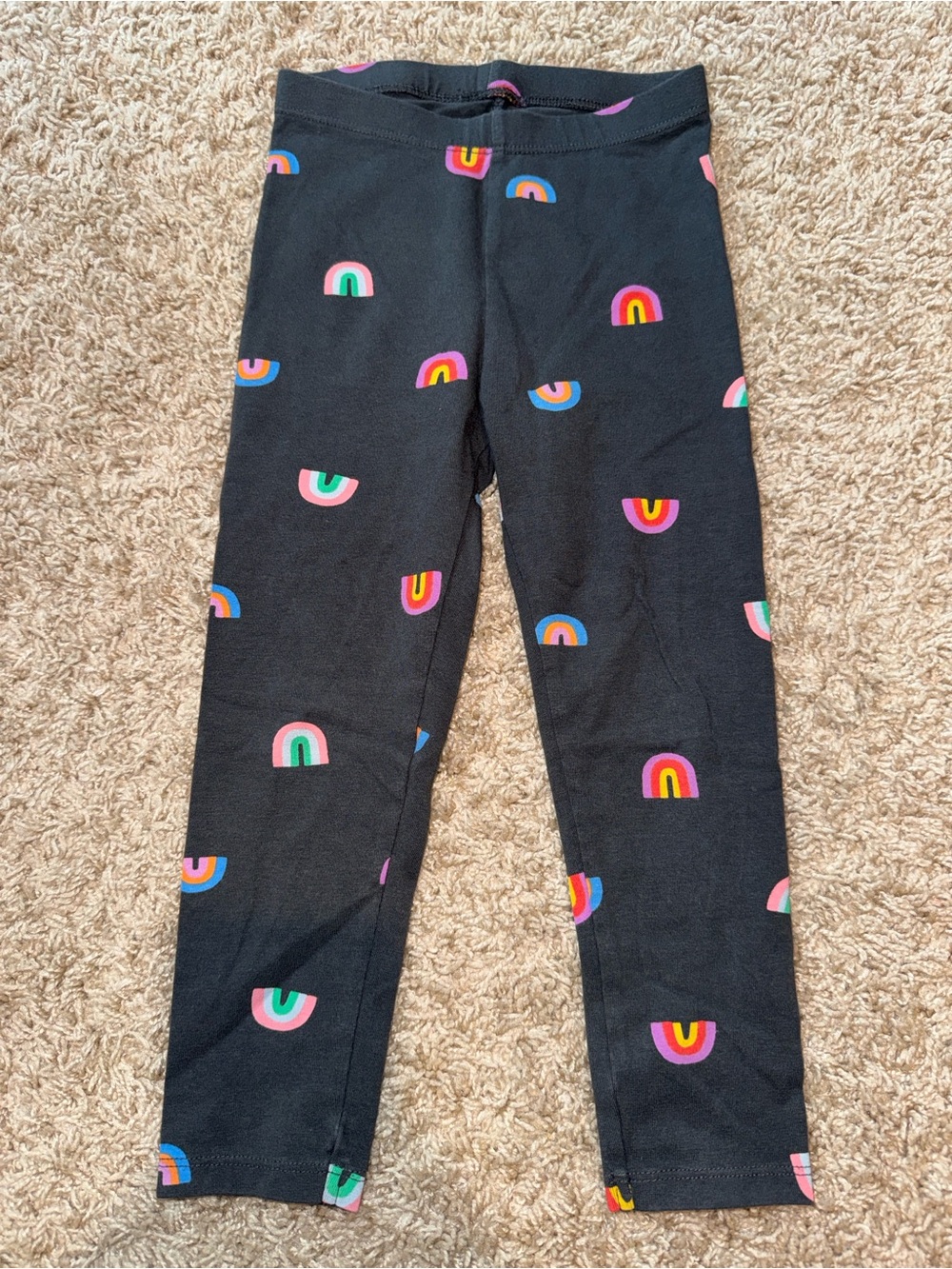 Cat & Jack Black Leggings with Multicolor Rainbow Motif